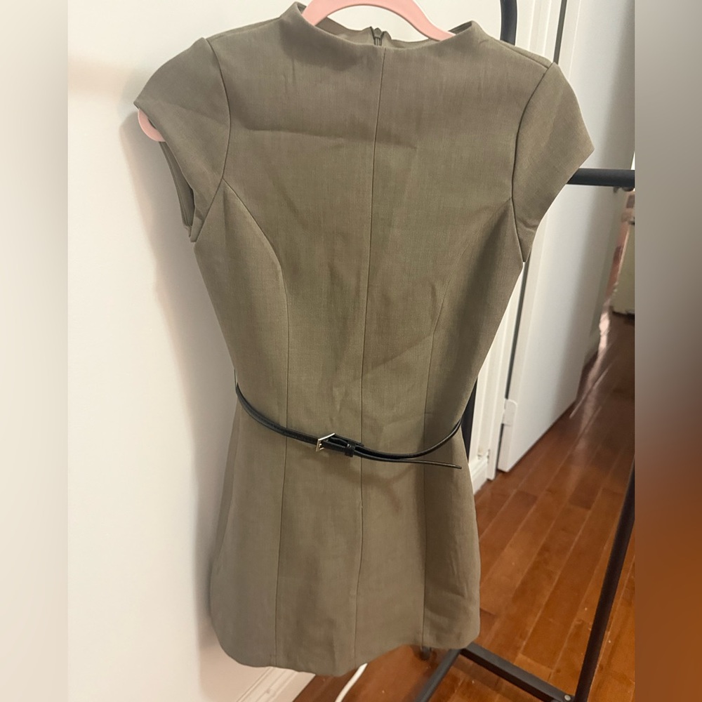 Zara Olive Mini Dress with Black Belt